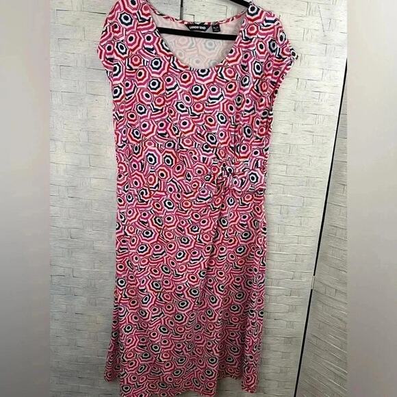 Lands’ End Print cap sleeve Dress Costal asymmetrical Twist tall plus size - Picture 1 of 9